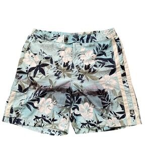 Nat Nast Swim. Men's Blue Hawaiian Swim Trunks With Liner & Cargo Pocket Size XL